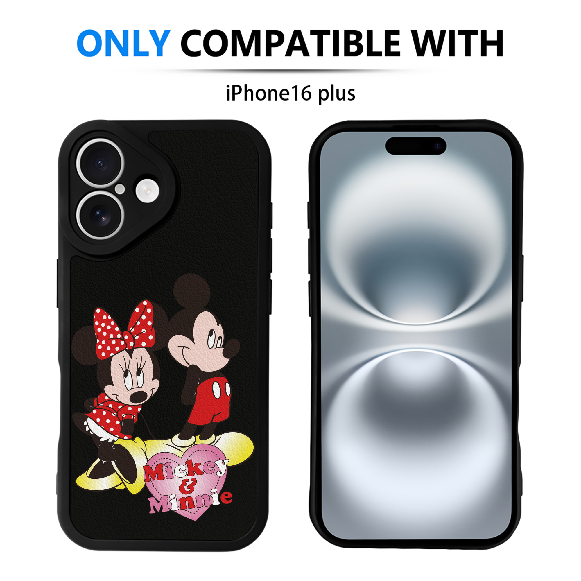（画像用） ミッキーマウス Mickey Mouse 【iPhone 16シリーズ対応】シリコンスマホケース（レザー調） 材質：シリコン